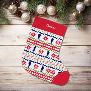 Nordic Style Baseball Player Pattern Christmas Large Christmas Stocking