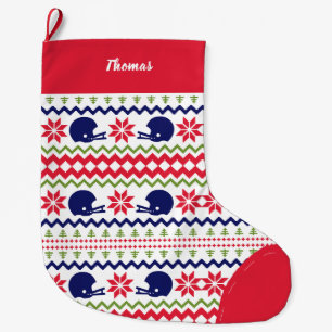 Nordic Style Football Helmut Pattern Christmas Large Christmas Stocking