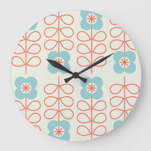 Nordic Style Geometric Floral Vintage. Large Clock