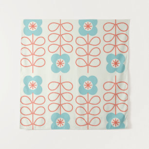 Nordic Style Geometric Floral Vintage. Tapestry