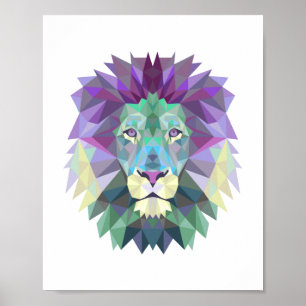 Nordic style geometrical lion poster