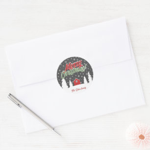 nordic style merry christmas classic round sticker