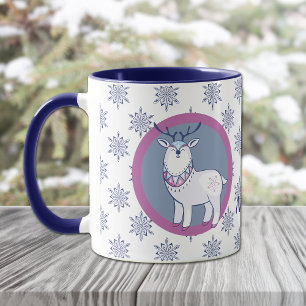 Nordic Style Santa and Reindeer Personalised Mug