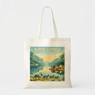 Nordic Summer – Vintage Scandinavian Fjord Travel Tote Bag