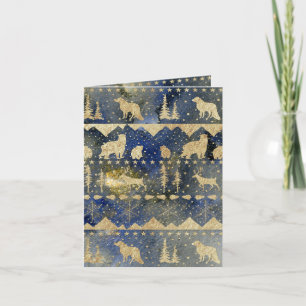 Nordic Sweater Gold Winter Animals Evening Dusk Holiday Card