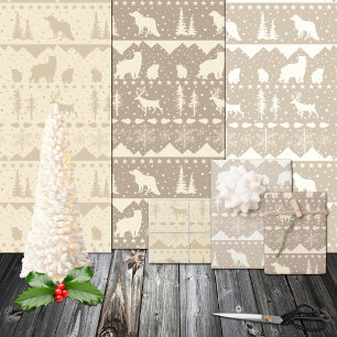Nordic Sweater Neutral Kraft Beige Winter Animals Wrapping Paper Sheet