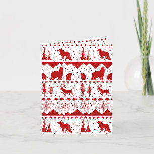 Nordic Sweater Red Winter Animals Holiday Card