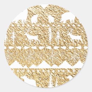 Nordic Sweater White Winter Animals Gold Classic R Round Sticker
