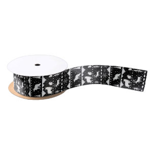 Nordic Sweater Winter Animals Black And White Satin Ribbon