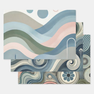 Nordic theme Wrapping Paper Flat Sheet Set of 3