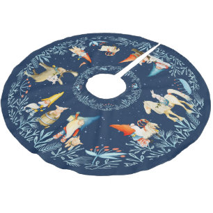 Nordic Tomte gnomes and animals Brushed Polyester Tree Skirt