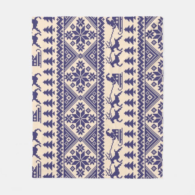 Nordic Tradition: Seamless Pattern Design Fleece Blanket (Front)