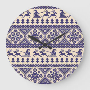 Nordic Tradition: Seamless Pattern Design Large Clock