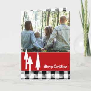 Nordic Trees and Plaid Christmas Holiday Card