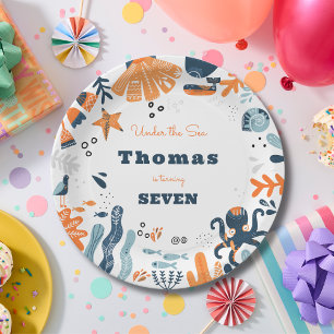 Nordic Under the Sea creatures kids birthday Paper Plate