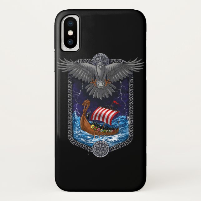 Nordic Viking Ship Raven Case-Mate iPhone Case (Back)