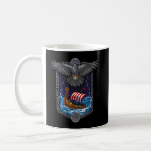 Nordic Viking Ship Raven Coffee Mug