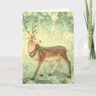 Nordic vintage scandinavian christmas reindeer holiday card