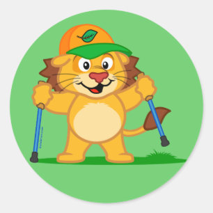 Nordic Walking Lion Classic Round Sticker