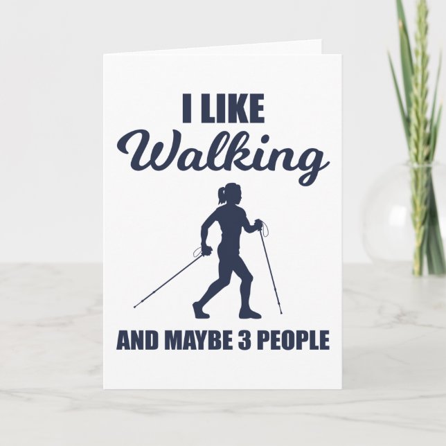 Nordic Walking Walker Woman With Sticks Gift Card (Front)