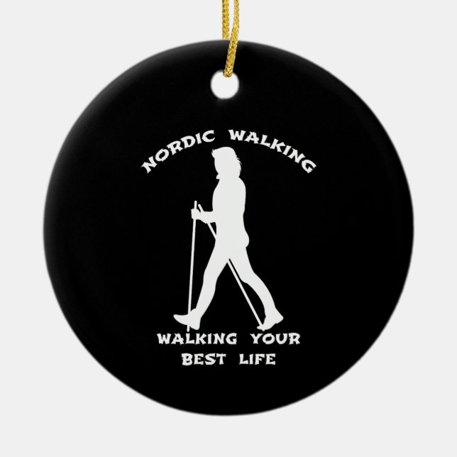 Nordic Walking - Walking Your Best Life Ceramic Tree Decoration (Front)