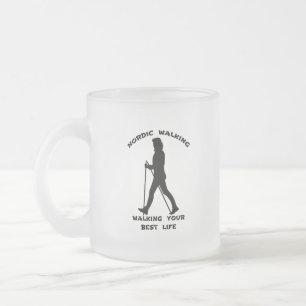 Nordic Walking - Walking Your Best Life Frosted Glass Coffee Mug