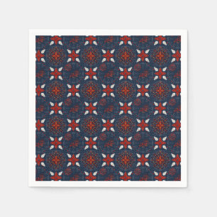 Nordic White and Red flowers Pattern Napkin