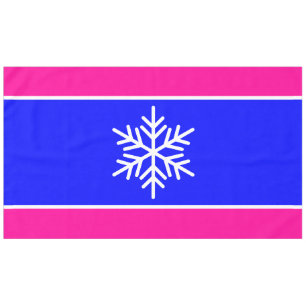 Nordic White Snowflake Alpine Blue Pink Stripes Tablecloth