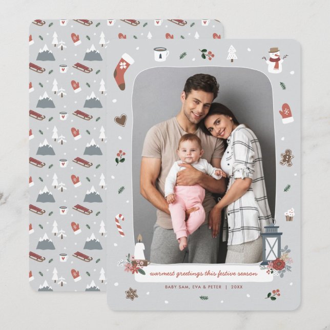 Nordic Winter Christmas Holiday Village Photo (Front/Back)