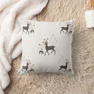 Nordic winter forest deers cushion