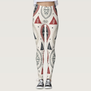 Nordic Winter Leggings – Scandinavian Geometric 