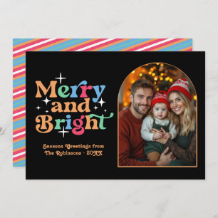 Nordic Winter Modern Retro Christmas Family Photo Holiday Card
