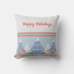 Nordic Winter Mountains Holiday Message Cushion