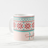 Nordic Winter Sweater Faux Knit Pattern Monogram