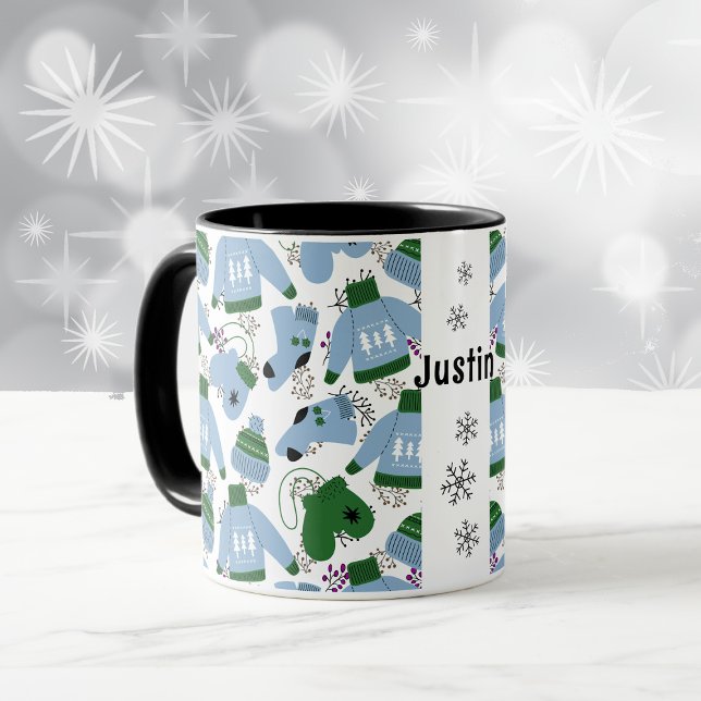 Nordic Winter Sweaters and Mittens Blue Mug (Creator Uploaded)