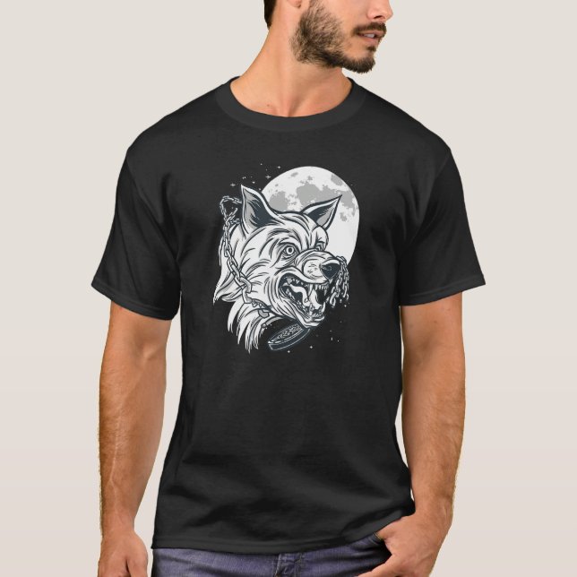 Nordic Wolf Head Moon Dog   and Wolf friend T-Shirt (Front)
