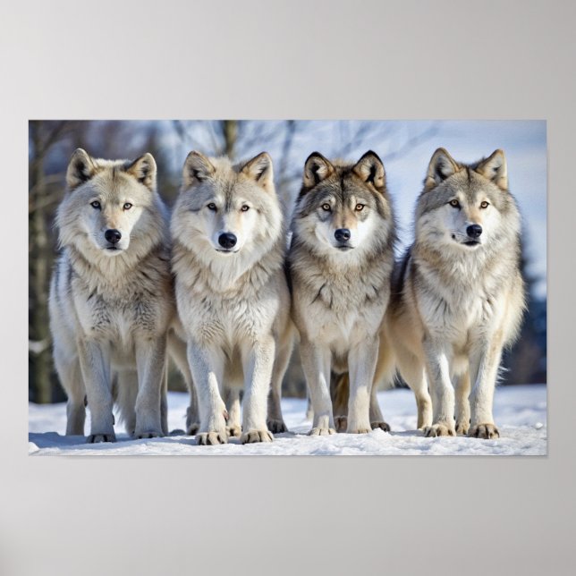 Nordic Wolf Pack Winter Snow Nature Wall Art (Front)
