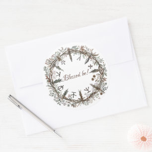 Nordic Wreath Classic Round Sticker