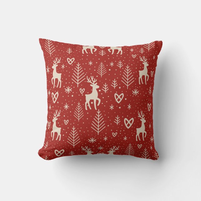 Nordic Yuletide Reindeer Cushion (Front)