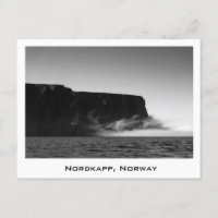 Nordkapp cliffs black & white postcard