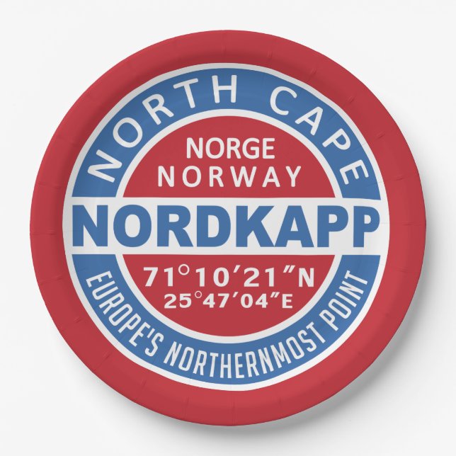 NORDKAPP Norway paper plates (Front)