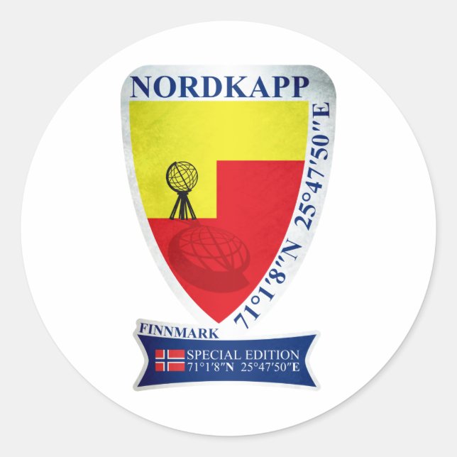 Nordkapp. Norway Special Edition Classic Round Sticker (Front)