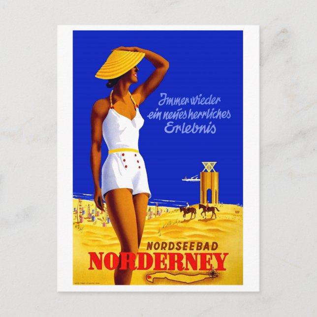 Nordseebad, Norderney, girl on the beach, Germany Postcard (Front)
