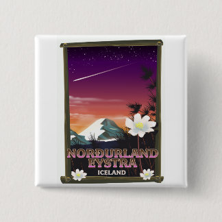 Norðurland eystra Iceland travel poster 15 Cm Square Badge