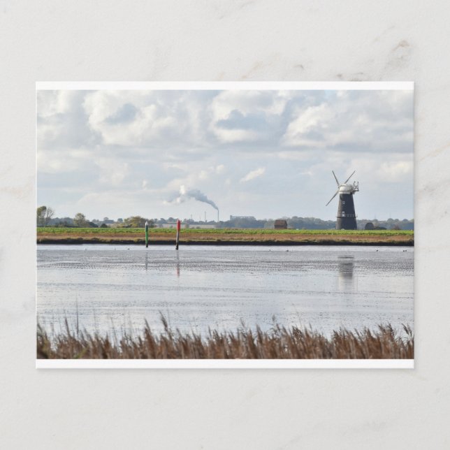 Norfolk Broads windmill postcard (Front)