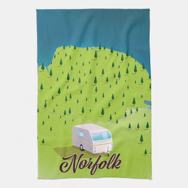 Norfolk Caravan map Tea Towel (Vertical)
