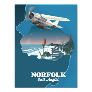 Norfolk East Anglia map  Photo Print
