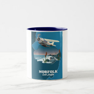 Norfolk East Anglia map  Two-Tone Coffee Mug