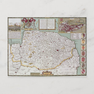 Norfolk, engraved by Jodocus Hondius Postcard