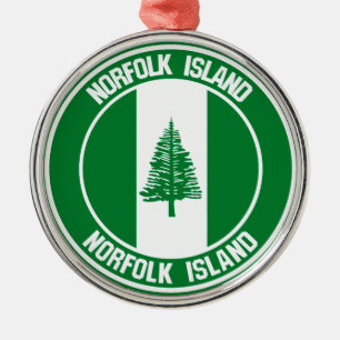 Norfolk Island Round Emblem Metal Tree Decoration